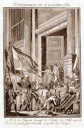 Französische Revolution - La Fayette verlässt das Pariser Rathaus, um nach Versailles zu gehen, 5. Oktober