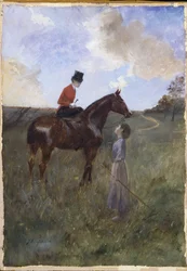 Frau zu Pferd und Schäferin