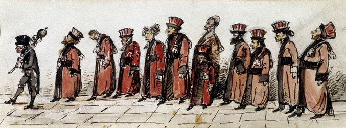 Ärzteparade, Zeichnung von Charcot.