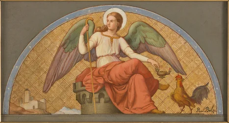 Skizze für die St. Josephs Kirche: Der Engel der Sanftmut und Keuschheit - Apotheose des St. Joseph - Der Engel der Wachsamkeit und Treue
