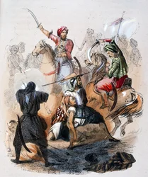 Ibrahim Pacha (1789-1848) auf dem Schlachtfeld, während der Kampagne gegen die Wahhabiten