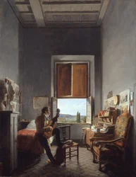Léon Pallière (1787-1820) in seinem Zimmer in der Villa Medici, Rom, 1817
