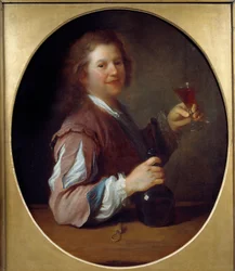 Porträt des Künstlers als Trinker. Gemälde von Jean Alexis Grimou (1680-1740) 1724