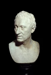 Terrakotta-Büste des Philosophen Denis Diderot (1713-1784) (Skulptur von Jean Antoine Houdon, 1771) Paris, Louvre