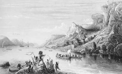 Jacques Cartier (1491-1557) am Sankt-Lorenz-Strom, 1535