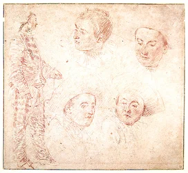 Eine Figur und vier Köpfe