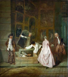 Porträt von Ludwig XIV. in einer Kiste verpackt (Detail)