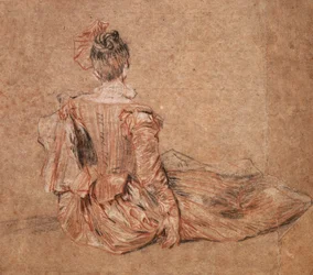 Studie einer Frau von hinten gesehen von Jean-Antoine Watteau, 1716-1718