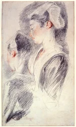 Zwei Studien eines jungen Frauenkopfes, 1716-18