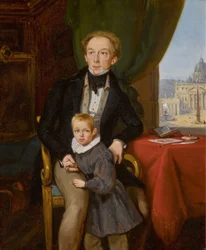 Porträt von Graf Pyotr Ivanovich Meshchersky 1802-1876 mit Sohn Nikolai, 1935