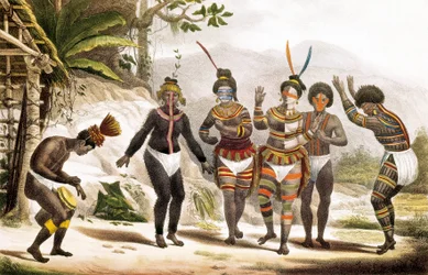 San Jose Mission: Tanzende südamerikanische Indianer, Brasilien