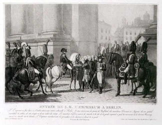 Der Einzug Napoleons in Berlin im Oktober 1806, graviert von Louis Jean Allais (1762-1833)
