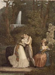 Julie, oder der erste Kuss der Liebe, Gravur von Jacques Louis Copia