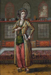 Porträt einer adligen Dame aus Konstantinopel mit Hammamschuhen