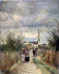 Glockenturm in Argenteuil Weg zur Kirche, 1870er Jahre