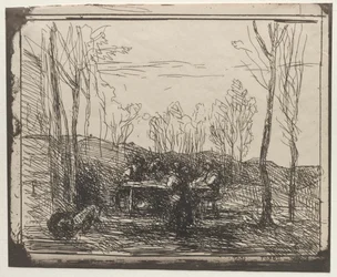 Frühstück in einer Lichtung, Originaldruck 1857, gedruckt 1921