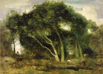 Fontainebleau: Geneigte Eichen in einer Waldlichtung, ca. 1830-40