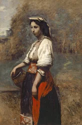 Italienische Frau am Brunnen