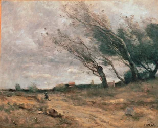 Le coup de vent, Gemälde von Jean-Baptiste-Camille Corot (1854-1867)