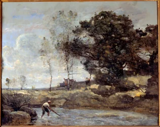 Das Netz wird eingeholt. Gemälde von Camille Corot (1796-1875)