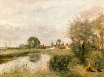 Ansicht von Arleux von den Sümpfen von Palluel, 1873