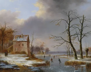 Schlittschuhlaufen auf einem zugefrorenen Fluss