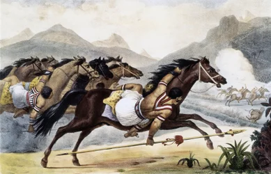 Guaycuru-Indianer zu Pferd, aus „Malerische und historische Reise nach Brasilien“, Brasilien