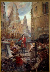 Der Chevalier Roze an der Montee des Aroules in Marseille. Nicola Roze (1675-1733) befreit das Armoules-Viertel in Marseille von den Leichen der Pestopfer während der großen Pest von 1720