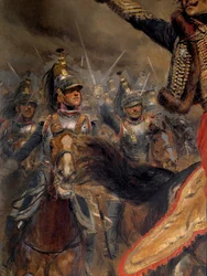 Die letzte Attacke von General Antoine Charles Graf von Lasalle, gefallen bei Wagram am 6. Juli