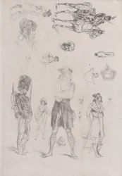 Blatt mit Skizzen Feuille de Croquis, 1868