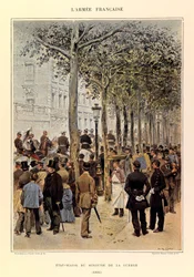 Typen und Uniformen der französischen Armee von Hauptmann Jules Richard, illustriert von Edouard Detaille (1848-1912): Stab des Kriegsministers im Jahr 1884, Privatbesitz