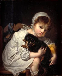 Das kleine Mädchen mit dem kleinen Hund