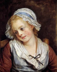 Porträt eines Mädchens. Gemälde von Jean-Baptiste Greuze (1725-1805). 1765. Maße: 0,45x0,37 m. Chantilly, Musée Condé