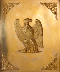 Verzierter Deckel des kaiserlichen Adlers, Symbol von Kaiser Napoleon I. (1769-1821), realisiert von Jean Baptiste Isabey (1767-1855) 1814. Private Sammlung
