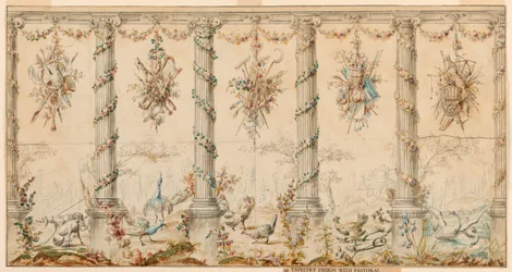 Zeichnung, Entwurf für einen Wandteppich gewidmet dem Landleben, 1780–95