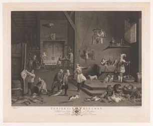 Küchenszene mit offenem Kamin