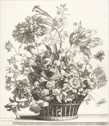 Ein Korb mit Frühlingsblumen