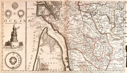 Karte der Aquitanien (Frankreich) (Gravur)