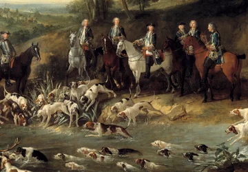 König Ludwig XV. jagt Hirsche im Wald von Saint Germain im Jahr 1730 (Detail)