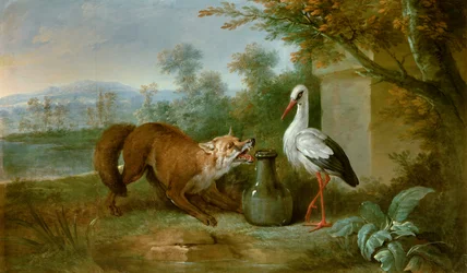 Der Fuchs und der Storch. Illustration zu der Fabel von Jean de La Fontaine. 1751. Metz, Museum der Schönen Künste