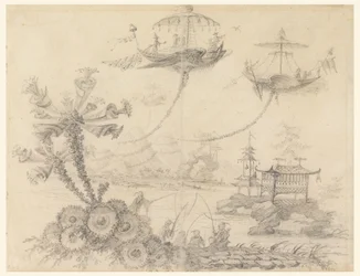 Zeichnung, Chinoiserie-Fantasie, 1770–1790