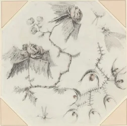 Fantasievolle Blumen und Käfer