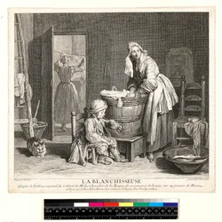 La Blanchisseuse, graviert von Charles Nicolas Cochin I