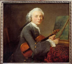 Der junge Mann mit der Violine oder Porträt von Charles Theodose Godefroy (1718-1796)