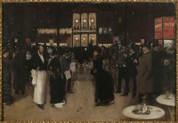 Boulevard Montmartre bei Nacht, vor dem Théâtre des Variétés, ca. 1885
