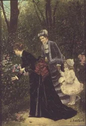 Junge Frauen beim Blumenpflücken, 1885