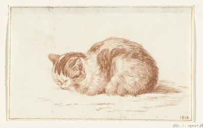 Liegende Katze, nach links
