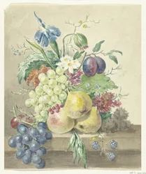Stillleben mit Blumen und Früchten