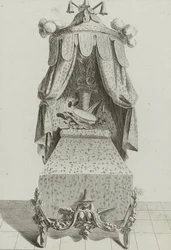 Lit à la Chinoise, veröffentlicht Mitte der 1770er Jahre (Gravur auf Büttenpapier)