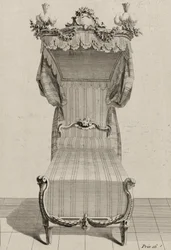 Lit à la Française, veröffentlicht Mitte der 1770er Jahre (Gravur auf Büttenpapier)